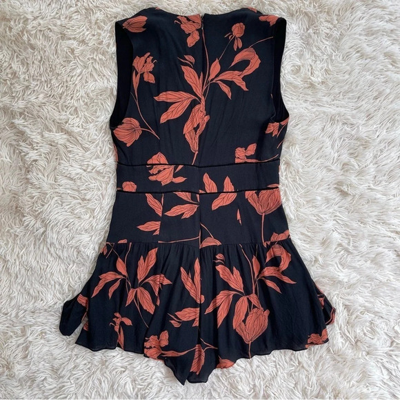 Thakoon Black and orange Floral Ruffle Romper sleeveless silk size 2 - Picture 11 of 12